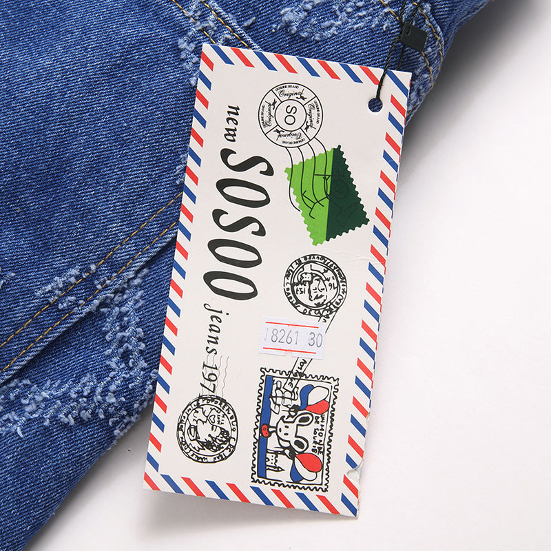 Mens Fashion Jeans Chain embroidery S8261# Pure cotton high quality