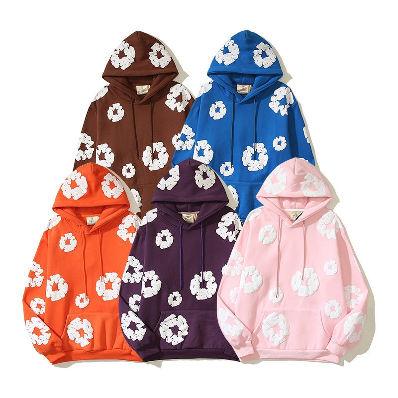 Denim Tears Hoodie Y2K All-Over Cotton Wreath Floral Puff Printed Oversized Hoodie
