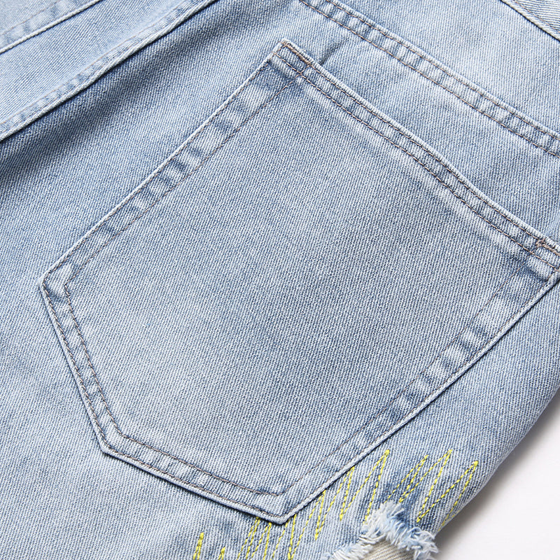 Mens Fashion Jeans Destroy embroidery thread balls 5720# Pure cotton high quality