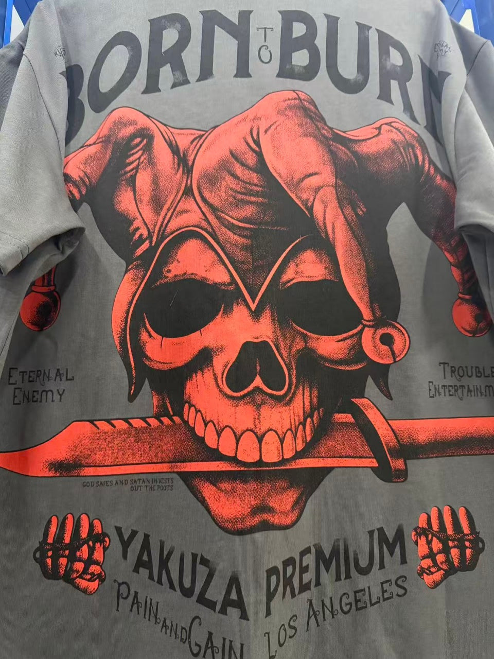 Vintage style washed summer wear T shirt Skull 260G pure cotton high-quality streetwear