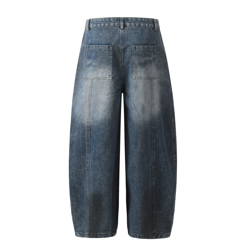 American-style streetwear harem pants Back patch pocket contrast stitch detail