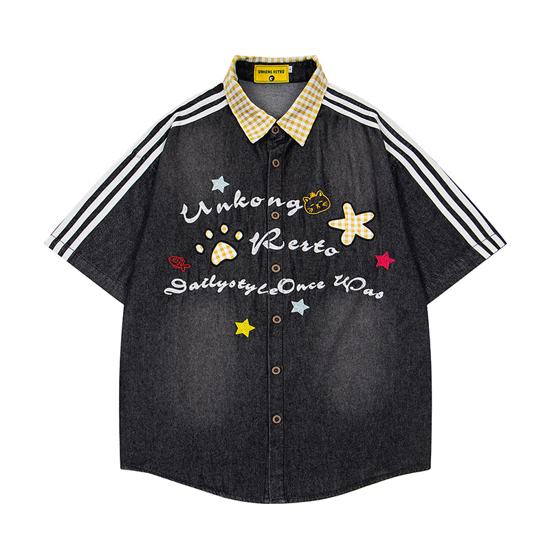 Unisex vintage T-shirt Polo shirt with a stand-up collar