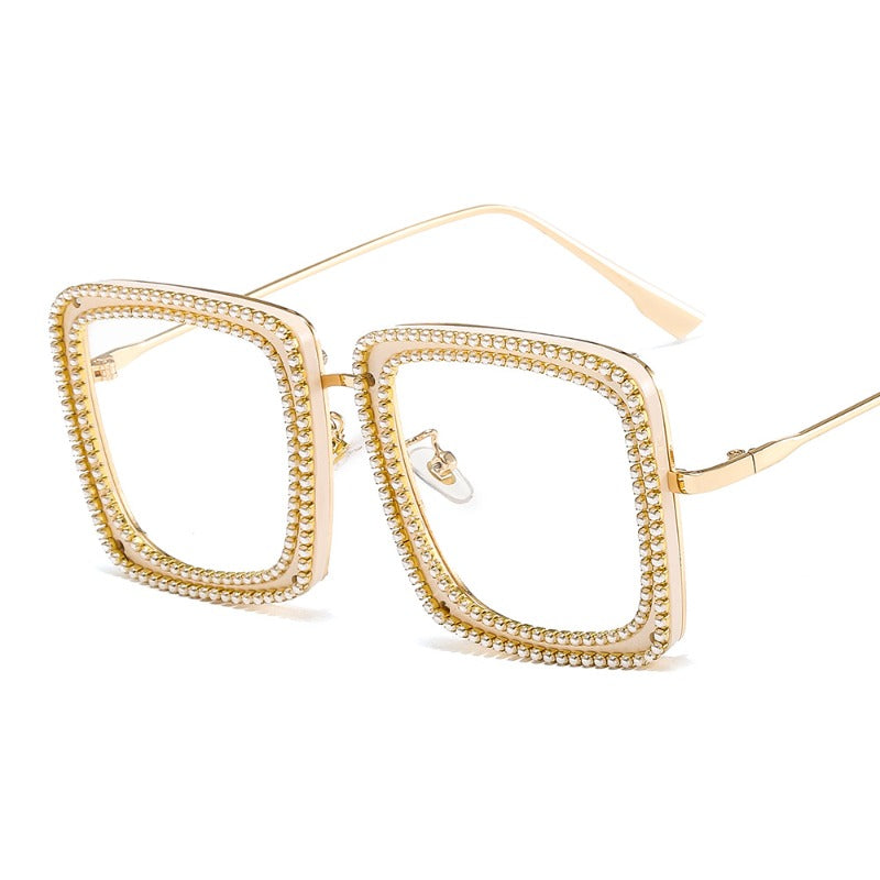 Trendy punk glasses with diamonds