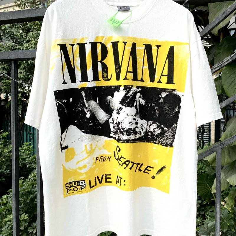 Unisex Vintage T Shirts Kurt Cobain Direct-to-Garment (DTG) Print â€?High-Street Vintage Style, Heavyweight Fabric, Distressed Washed Finish