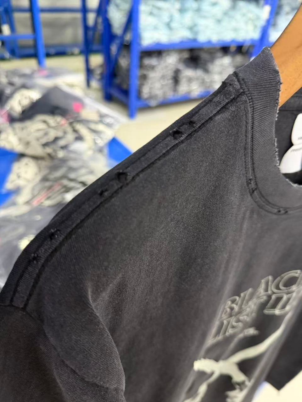 Vintage style washed summer wear T shirt Dual blades 260G pure cotton high-quality streetwear