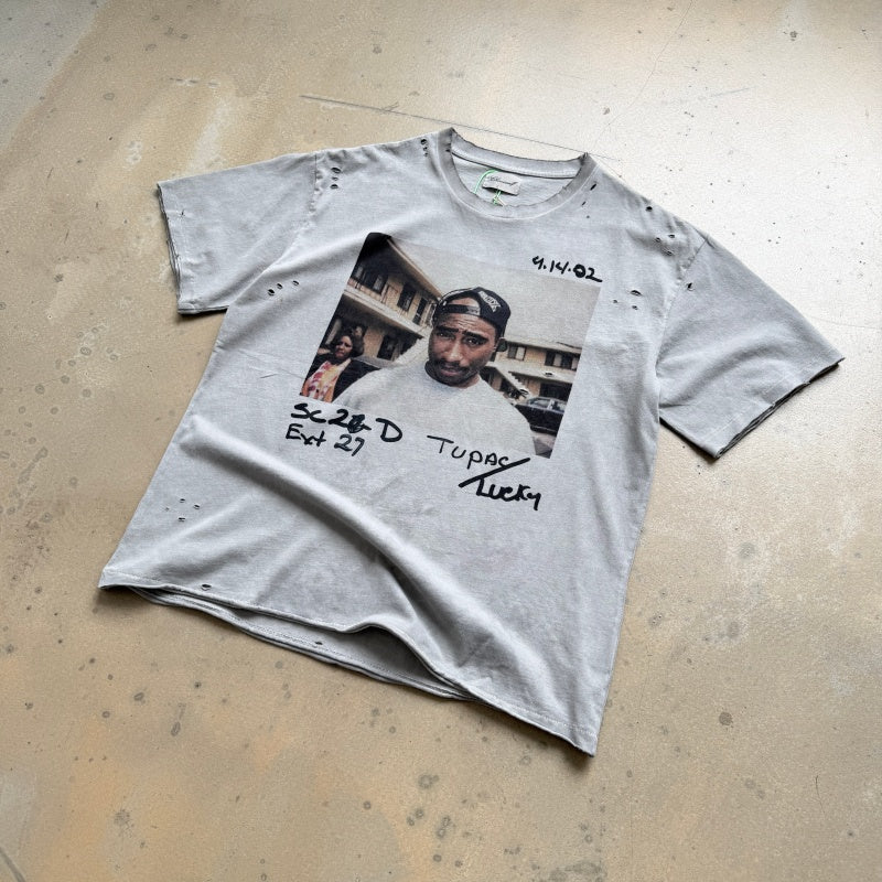 Unisex Vintage T Shirts CHOOOSELF 26SS 2Pac THUG LIFE Limited Edition Tribute Tee â€?Heavyweight, Washed, Distressed, Boxy-Fit Streetwear Punk Style