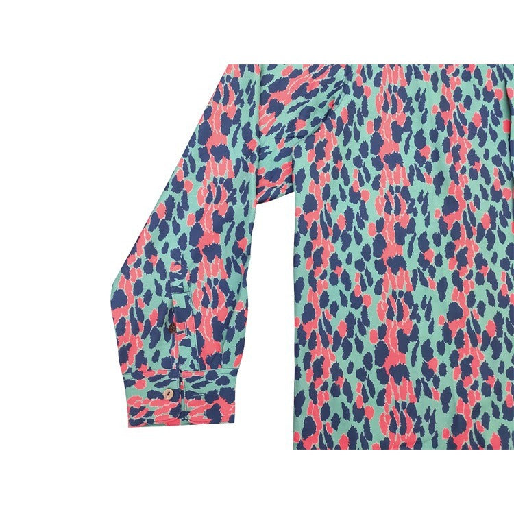 GUILTYPARTIES TIGER Long sleeved shirt 22AW Japanese LEOPARD Cuban collar casual leopard print long sleeved shirt men