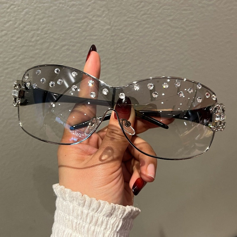 Trendy punk glasses diamond y2k