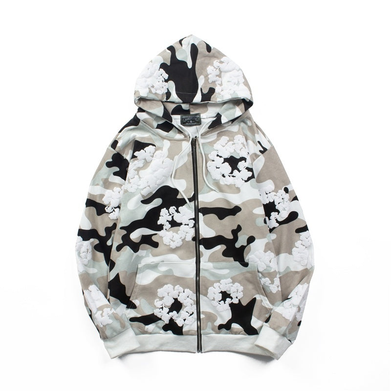 Denim Tears Hoodie Y2K Fleece Camouflage Cotton Wreath Graphic Oversized Hooded