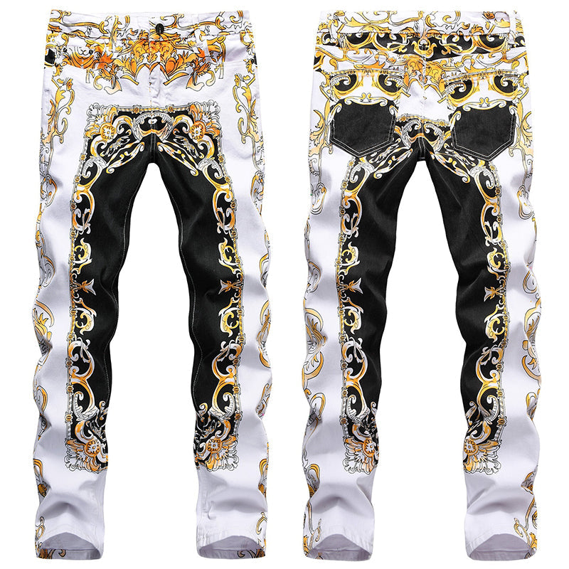 Mens Fashion Jeans Flame Print 584# Pure cotton high quality