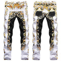 Mens Fashion Jeans Flame Print 584# Pure cotton high quality