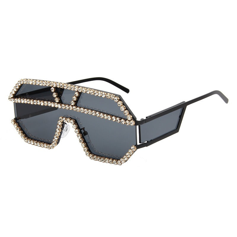 Trendy punk glasses one-piece rhinestones
