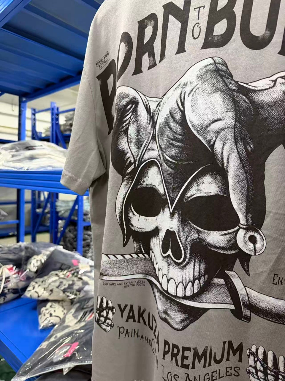 Vintage style washed summer wear T shirt Skull 260G pure cotton high-quality streetwear