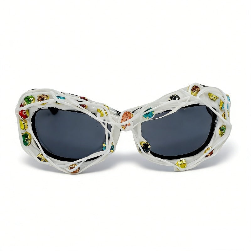 Trendy punk glasses vine rhinestone retro
