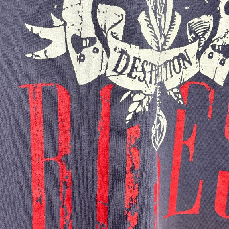 Unisex Vintage T Shirts Guns N' Roses x Harley-Davidson Limited Collaboration: Graphite Blue Short-Sleeve T-Shirt. Features a washed, distressed finish with whiskering effects and premium American-style plastisol screen printing. High-quality textu