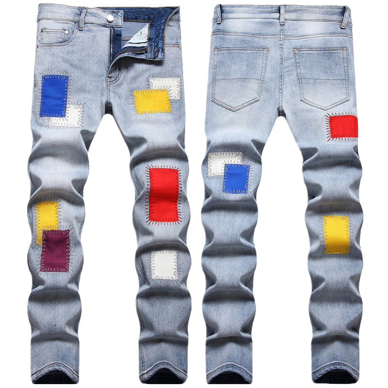 Mens Fashion Jeans Colored patch 8831# Pure cotton high quality
