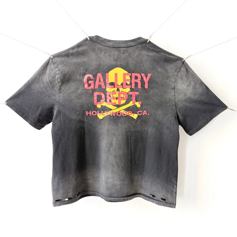 Unisex Vintage T Shirts GALLERY DEPT. 26SS Hollywood Exclusive Street-Style T-Shirt: Multi-zone garment spray-distressing, hand-distressed hem, enzyme-stone wash finish, and vintage-style top-and-bottom blind stitching.