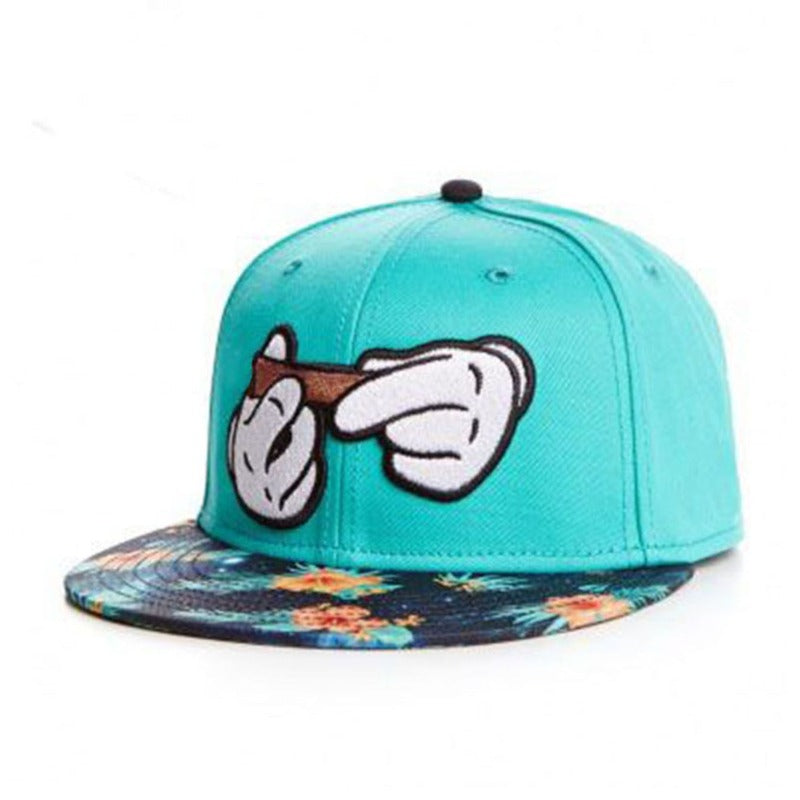 Trendy flat brimmed snapback hatscartoon hands