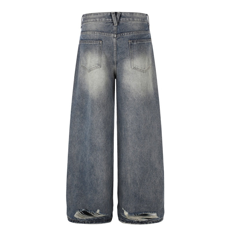 American-style streetwear harem pants Bottom Hem Distressed Baggy Apparel