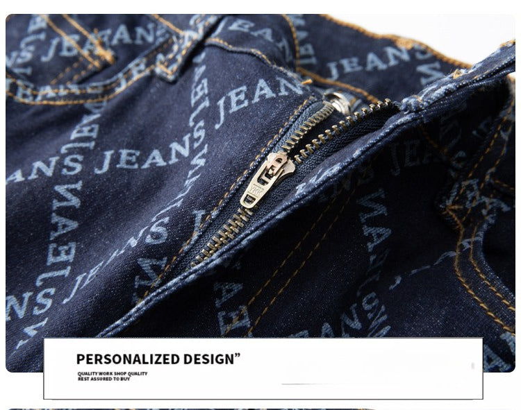 Denim Jacket & Jeans High-Street Trend Retro Casual Matching Monogram Typography Trucker Jacket and Slim-Fit Pants Outfit (jacket and jeans must be purchased separately.)