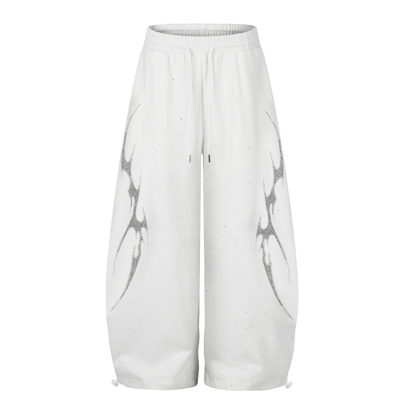 American-style streetwear harem pants Oversized Side Print Y2K Outfit