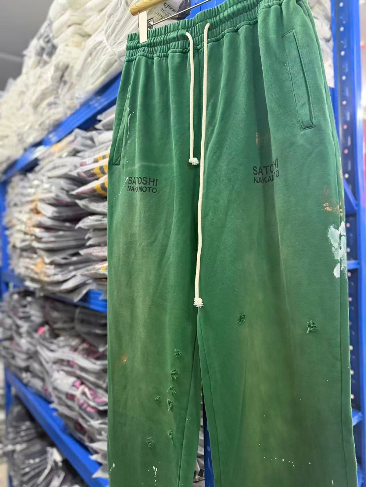 Satoshi Nakamoto Sweatpants High-quality heavyweight streetwear with a vintage, distressed aesthetic.