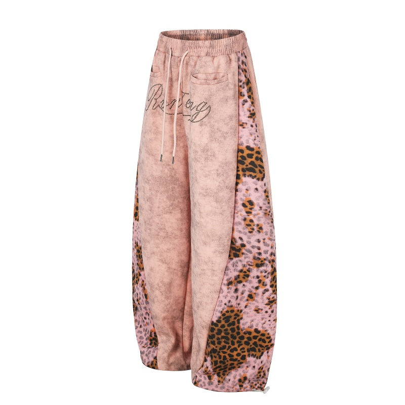 American-style streetwear harem pants Cursive Letter Print Baggy Silhouette