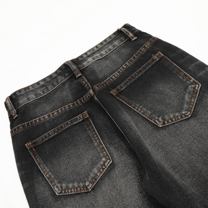American-style streetwear harem pants Multiple Flap Pockets Streetwear Wide Denim