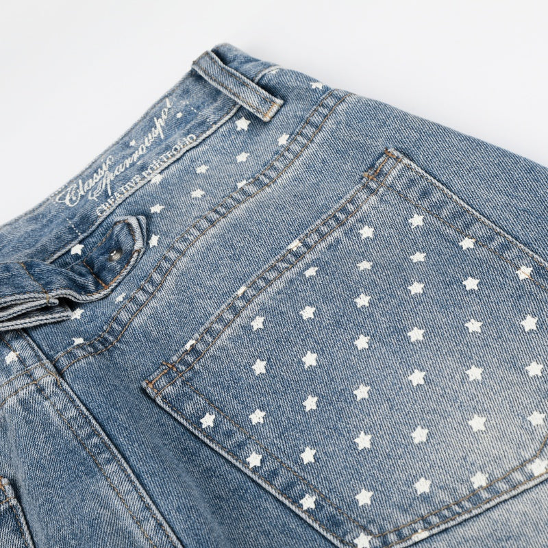 American-style streetwear harem pants Sparkle Studded Retro Denim Casual Wear
