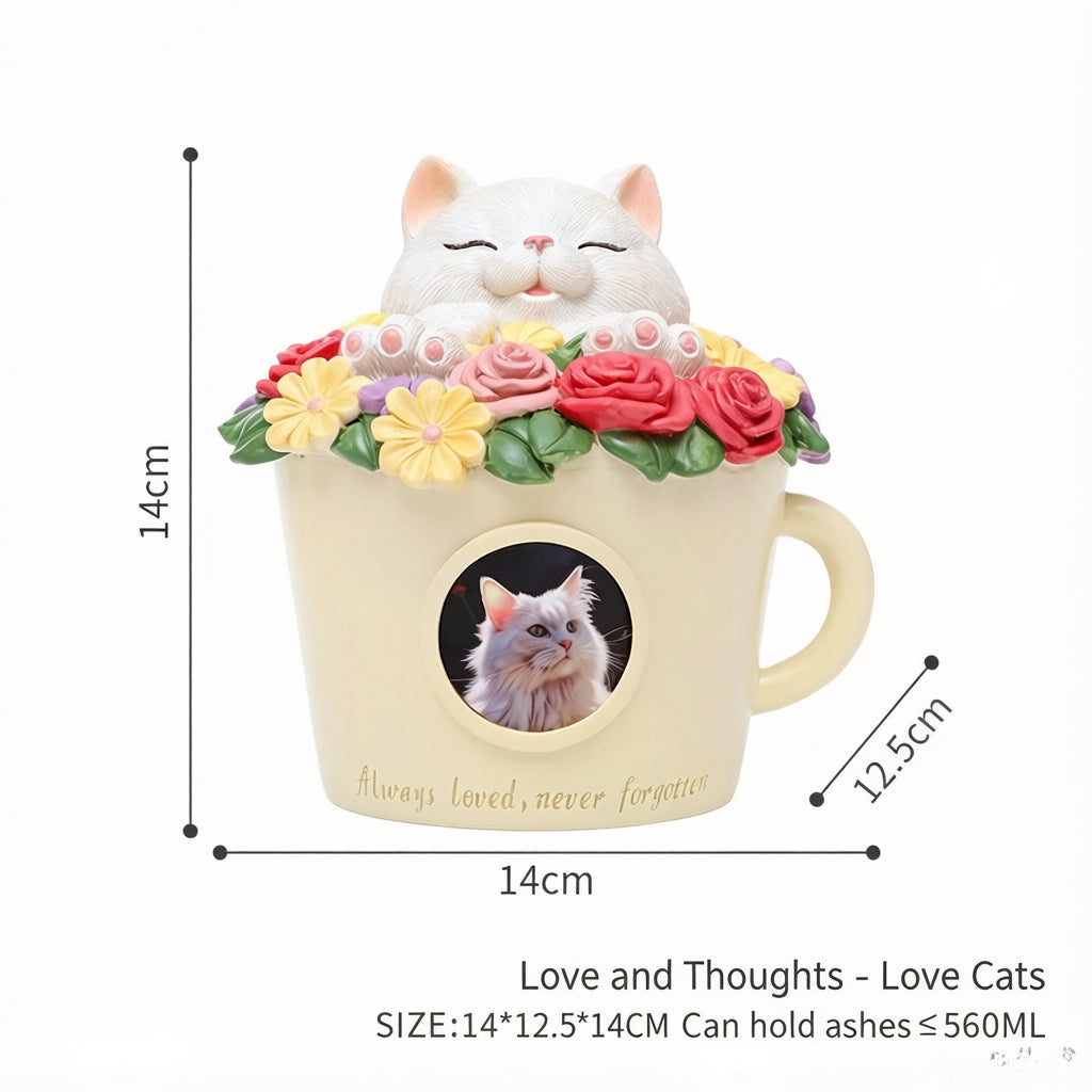 Pet Grave Marker Cartoon Kitten Puppy Funeral Cremation Ashes Storage Container Pet Memorial Urn Pet Supplies
